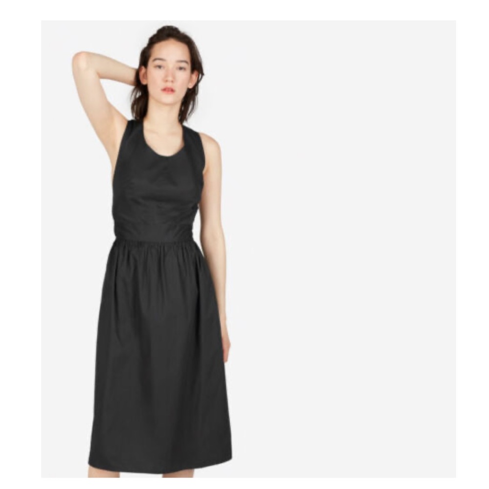 Everlane Black Crisp Cotton Midi Dress